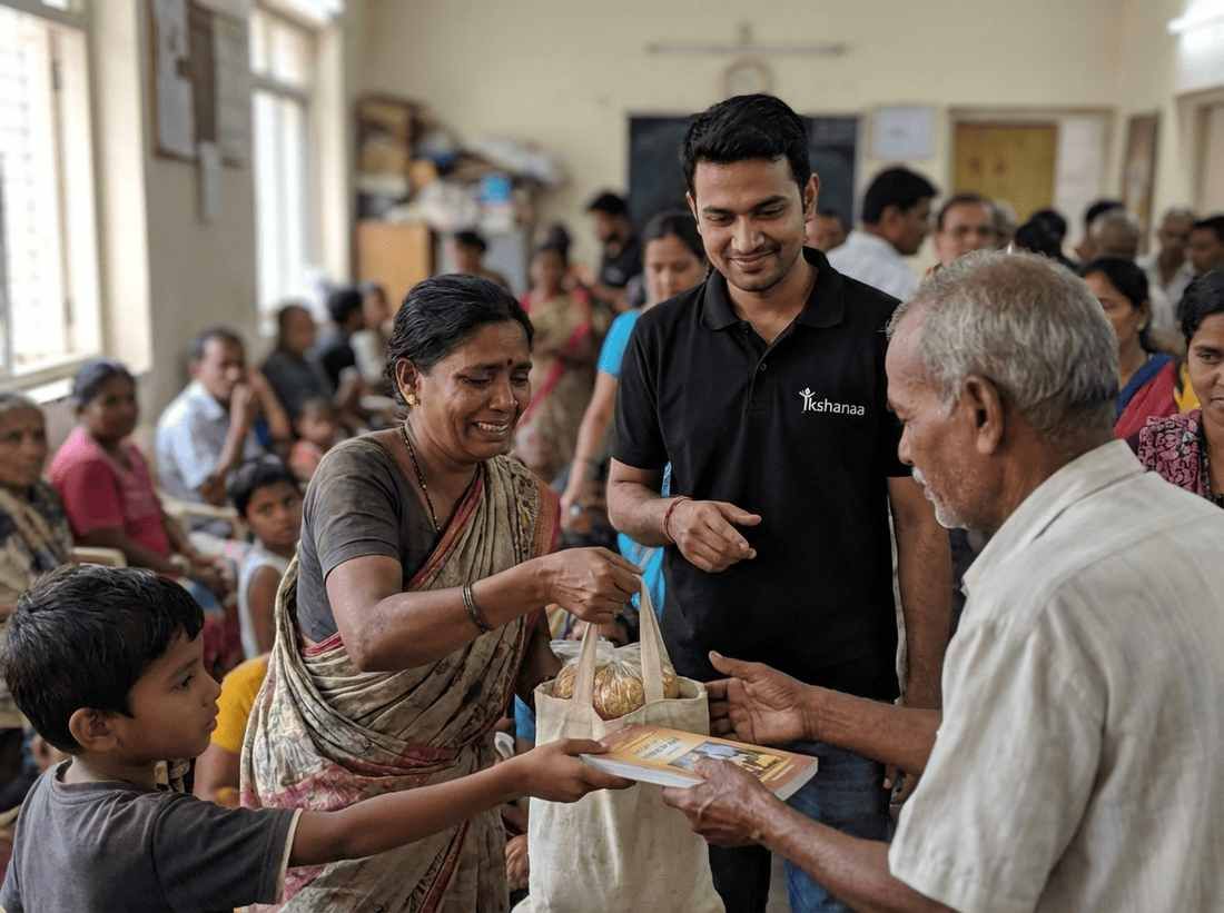 Community members preparing and sharing a meal together