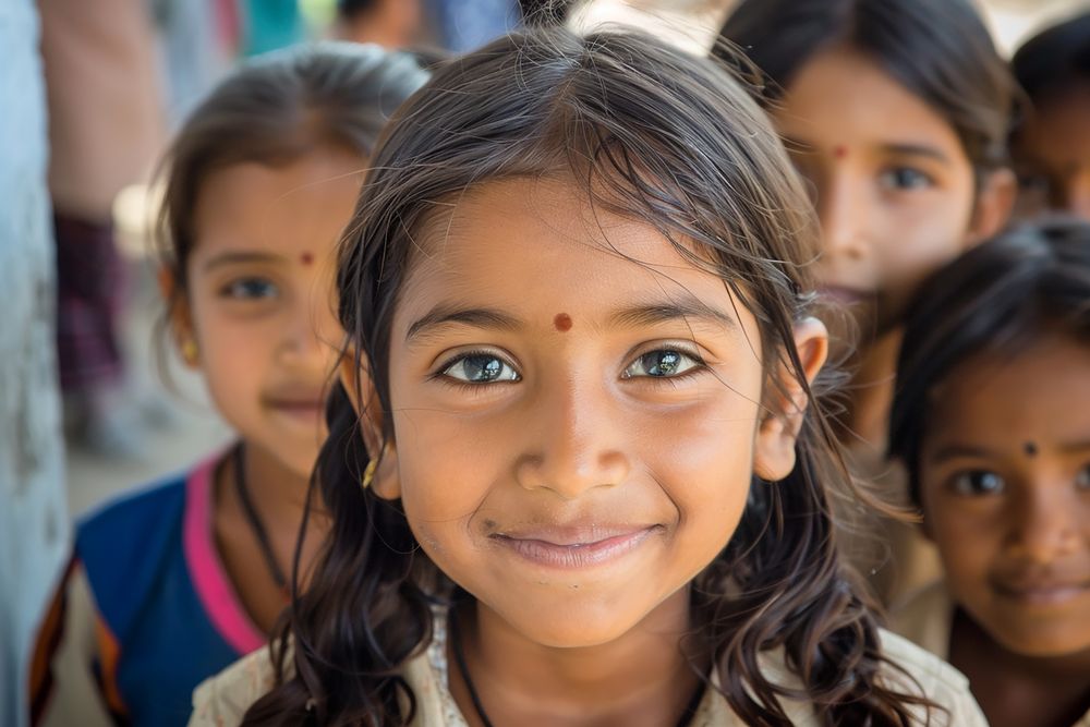A young girl from one of the communities Ikshanaa works with, smiling at the camera